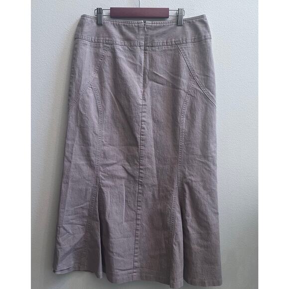 Vintage Y2K NYCC A-Line Stretchy Moco/Cream Midi Skirt Women's Size 12 - Picture 2 of 7